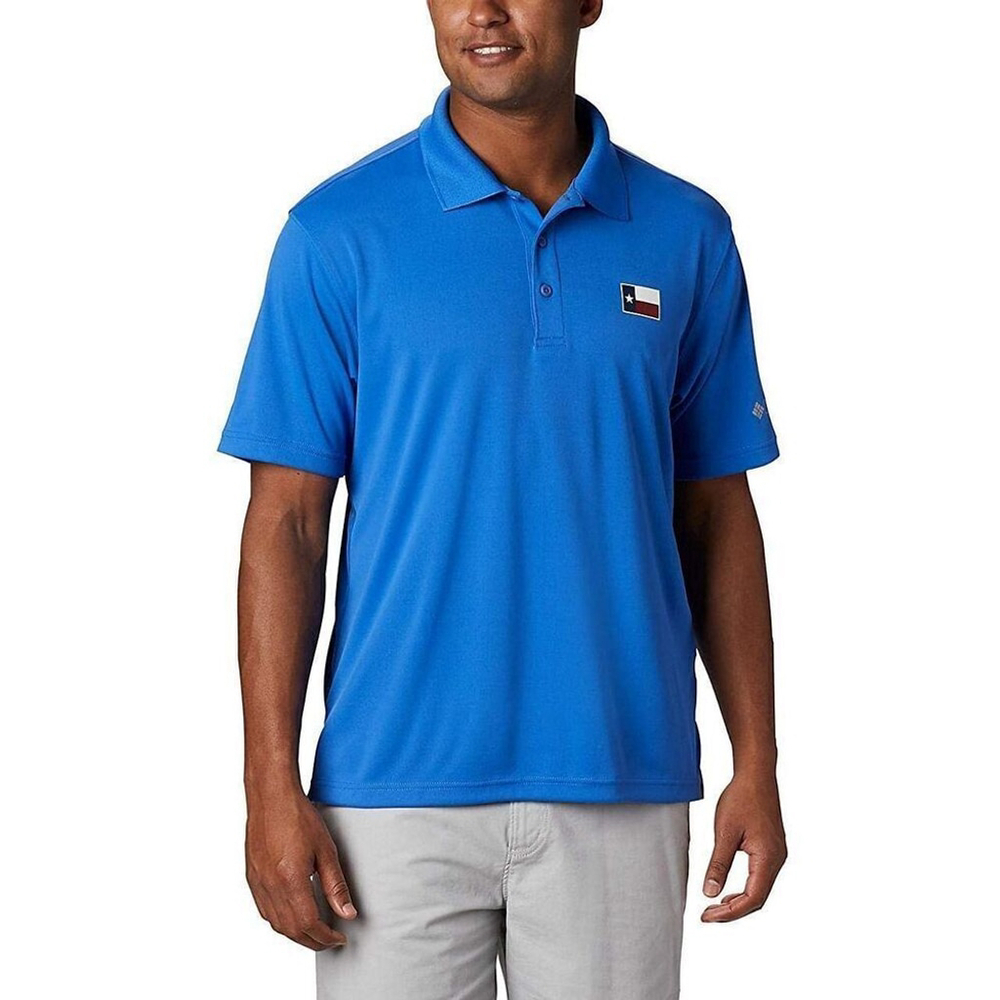 Columbia PFG Men's Terminal Tackle Texas Flag‎ Polo Shirt Blue Size XL NWOT